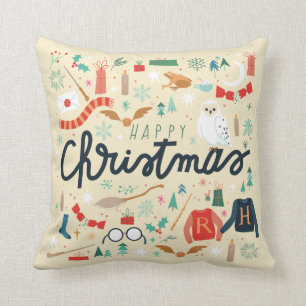 Harry Potter   God Jul Med Festliga Ikoner Kudde