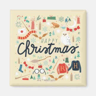 Harry Potter | God Jul Med Festliga Ikoner Magnet