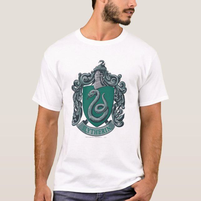Harry Potter | Grönt för Slytherin Vapensköld Tee Shirt (Framsida)