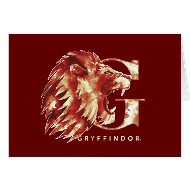 Harry Potter | GRYFFINDOR™ Lejon vattenfärg Hälsningskort (Framsidan Horizontal)