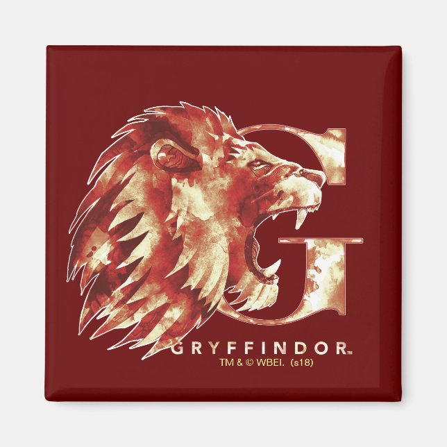 Harry Potter | GRYFFINDOR™ Lejon vattenfärg Magnet (Framsidan)
