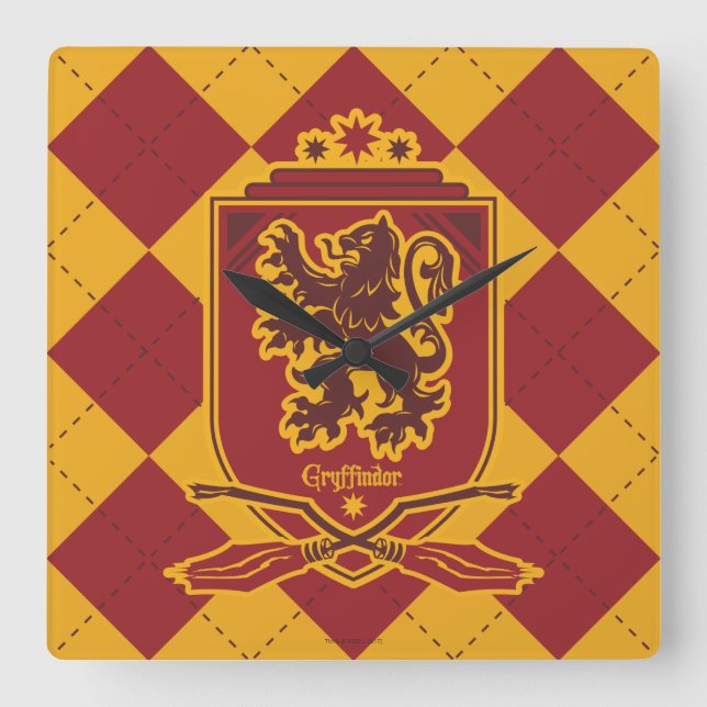 Harry Potter | Gryffindor QUIDDITCH™-Vapensköld Fyrkantig Klocka (Framsida)
