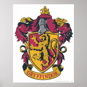 Harry Potter Gryffindors vapensköld i guld och r Poster