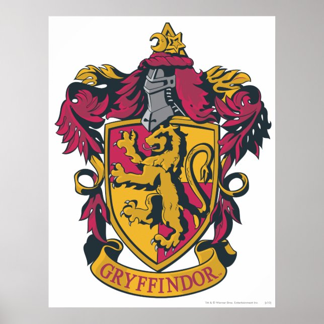 Harry Potter | Gryffindors vapensköld i guld och r Poster (Framsidan)