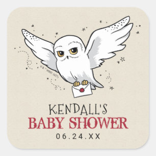 Harry Potter   Hedwig Baby Shower Square Sticker Fyrkantigt Klistermärke