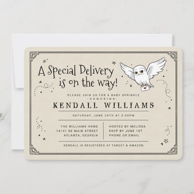 Harry Potter | Hedwig Baby Sprinkle Inbjudningar (Framsida)