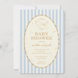 Harry Potter Hedwig Blue Stripe Baby Shower Inbjudningar
