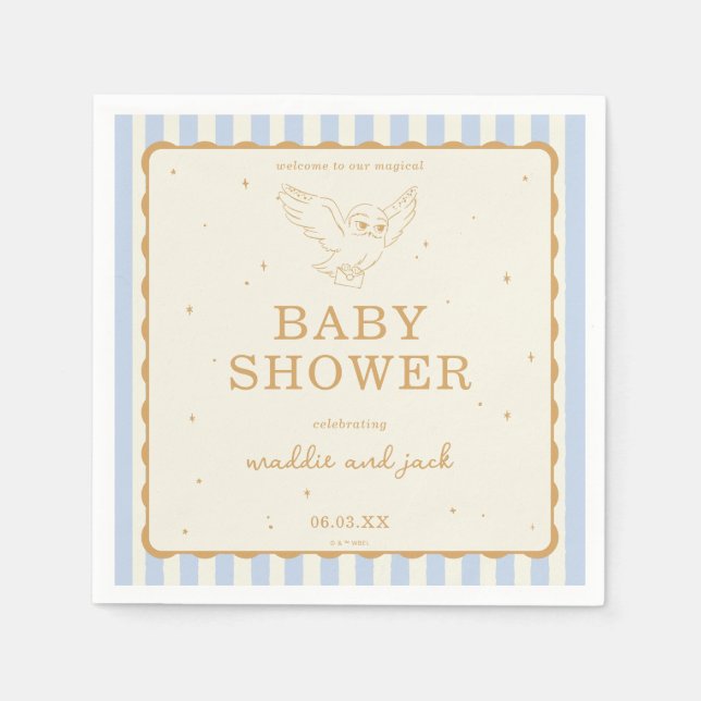 Harry Potter Hedwig Blue Stripe Baby Shower Pappersservett (Framsidan)