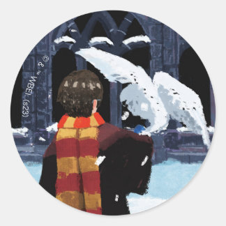 HARRY POTTER™ & Hedwig i Snö Runt Klistermärke