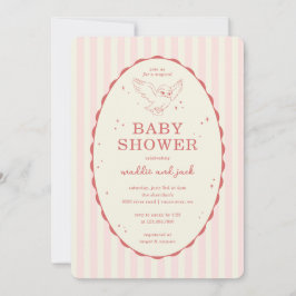 Harry Potter Hedwig Pink Stripe Baby Shower Inbjudningar