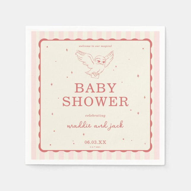 Harry Potter Hedwig Pink Stripe Baby Shower Pappersservett (Framsidan)