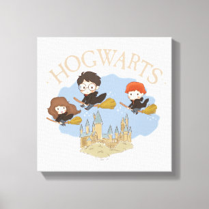HARRY POTTER™, Hermione och Ron Fly over HOGWARTS™ Canvastryck