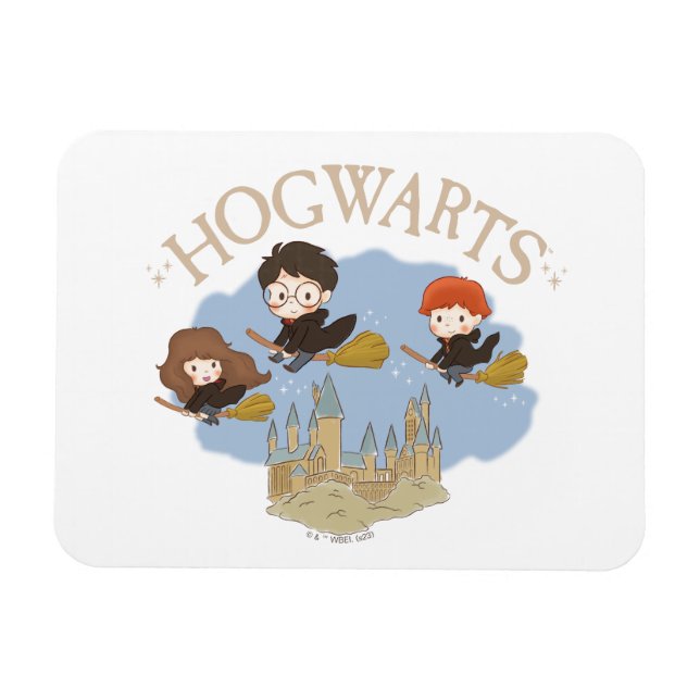 HARRY POTTER™, Hermione och Ron Fly over HOGWARTS™ Magnet (Horisontell)