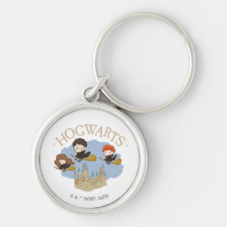 HARRY POTTER™, Hermione och Ron Fly over HOGWARTS™ Rund Silverfärgad Nyckelring