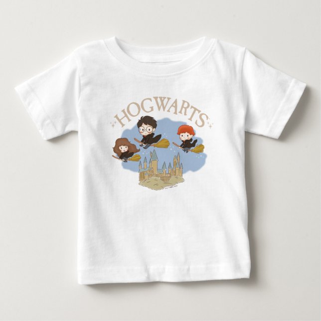 HARRY POTTER™, Hermione och Ron Fly over HOGWARTS™ T Shirt (Framsida)