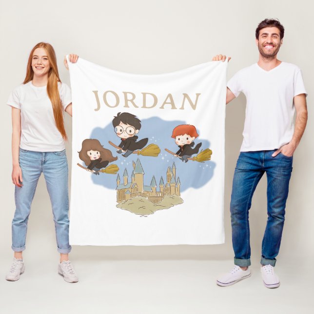 HARRY POTTER™, Hermione, & Ron Fly Over HOGWARTS™ Fleecefilt (På plats)