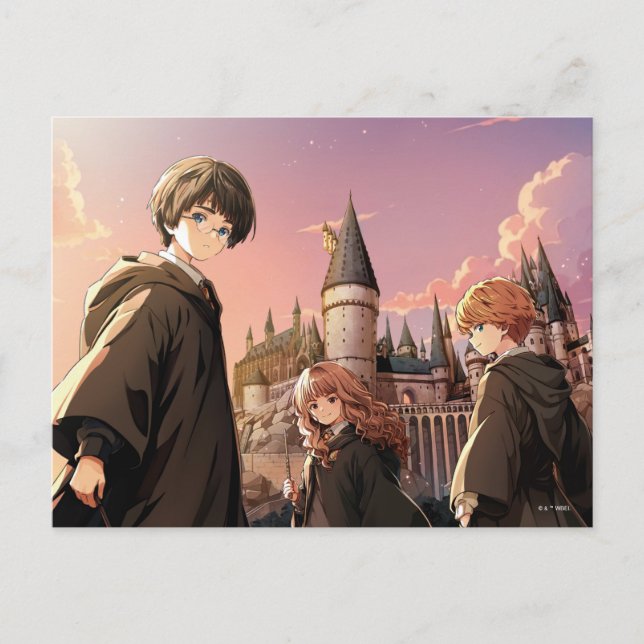 HARRY POTTER™ Hermione & Ron HOGWARTS™ Animerad sc Vykort (Framsida)