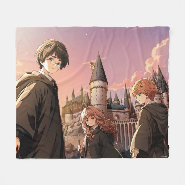 HARRY POTTER™ Hermione & Ron HOGWARTS™ Animescen Fleecefilt (Framsidan (Horisontell))
