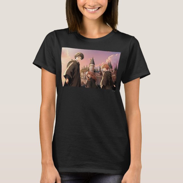 HARRY POTTER™ Hermione & Ron HOGWARTS™ Animescen T Shirt (Framsida)