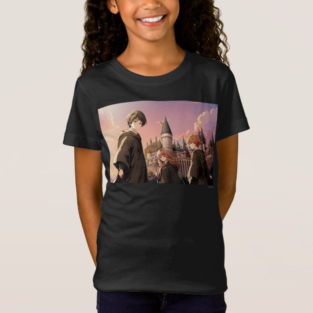 HARRY POTTER™ Hermione & Ron HOGWARTS™ Animescen T Shirt (Framsida)
