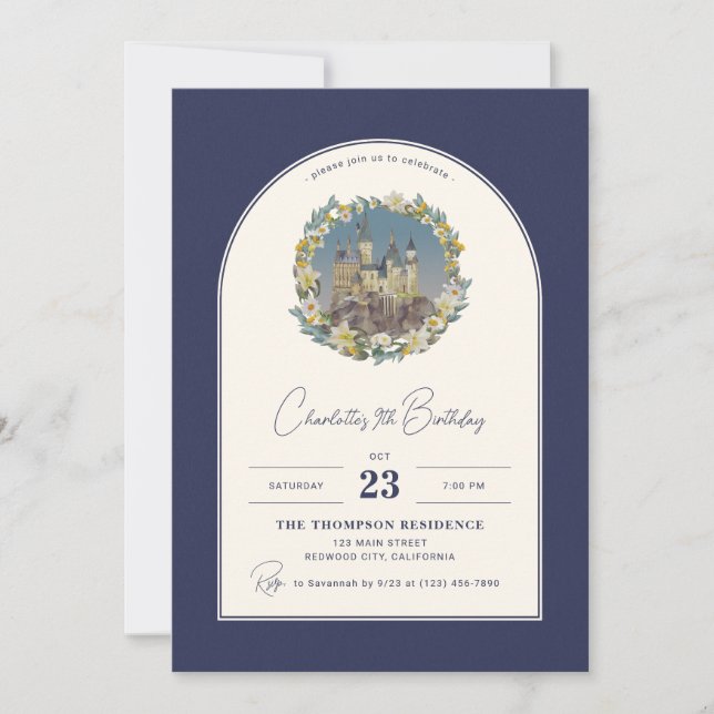 Harry Potter Hogwarts Blommigt Arch Birthday Inbjudningar (Framsida)