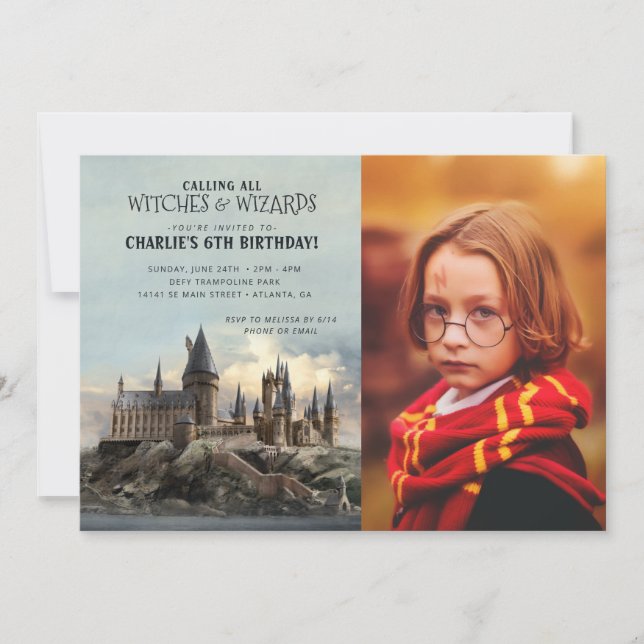 Harry Potter | Hogwarts Castle Birthday - Photo Inbjudningar (Framsida)