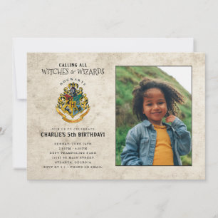 Harry Potter Hogwarts Crest Birthday - Photo Inbjudningar