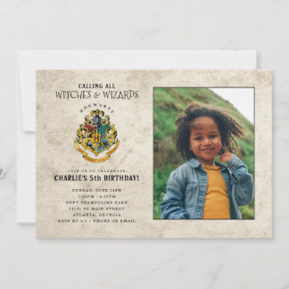 Harry Potter Hogwarts Crest Birthday - Photo Inbjudningar