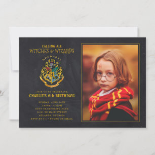 Harry Potter Hogwarts Crest Birthday - Photo Inbjudningar