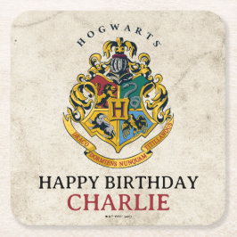 Harry Potter Hogwarts Crest Birthday Underlägg Papper Kvadrat
