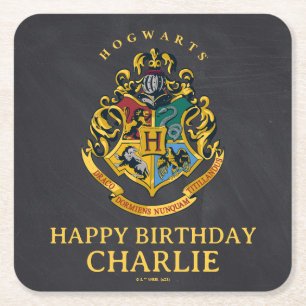 Harry Potter Hogwarts Crest Birthday Underlägg Papper Kvadrat
