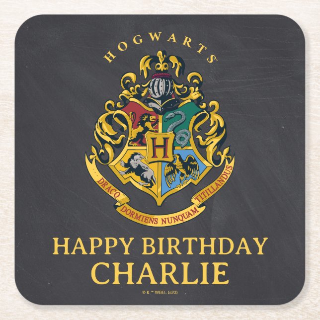 Harry Potter Hogwarts Crest Birthday Underlägg Papper Kvadrat (Framsidan)