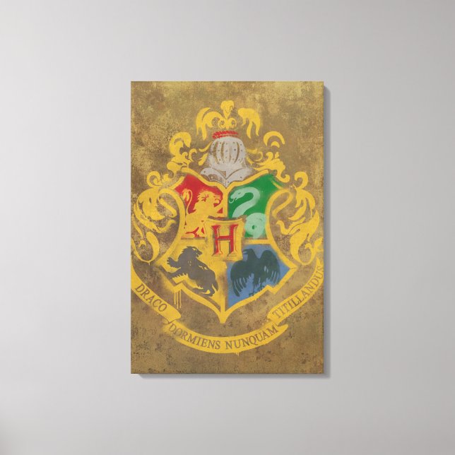 Harry Potter | Hogwarts Crest - Black and White Canvastryck (Framsida)