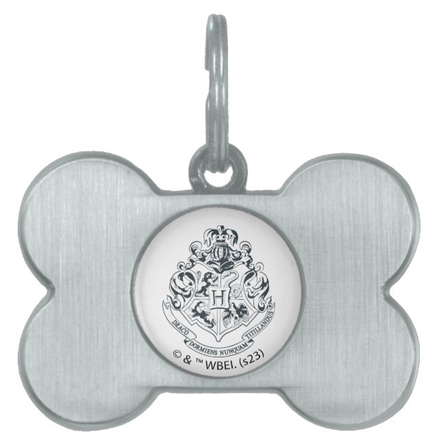 Harry Potter | Hogwarts Crest - Black and White ID-bricka Husdjur (Framsidan)