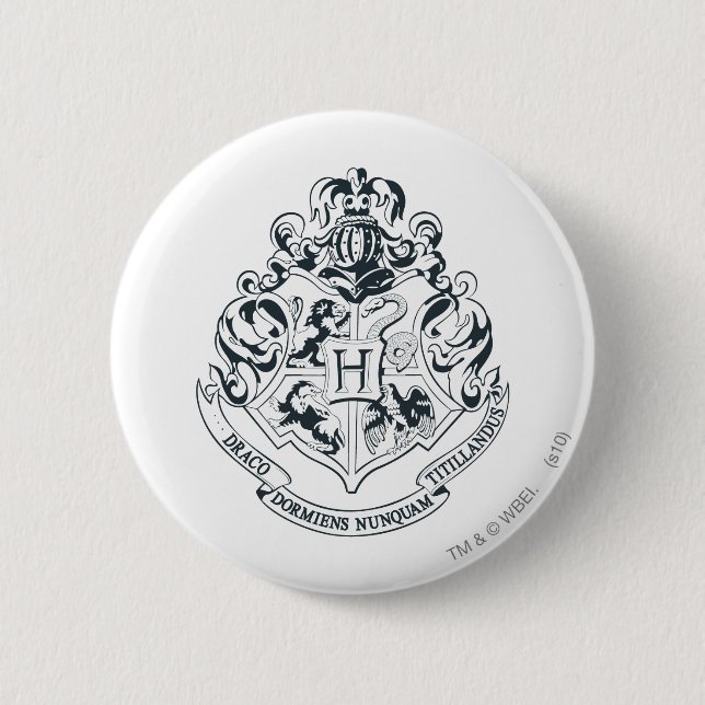 Harry Potter | Hogwarts Crest - Black and White Knapp (Framsida)