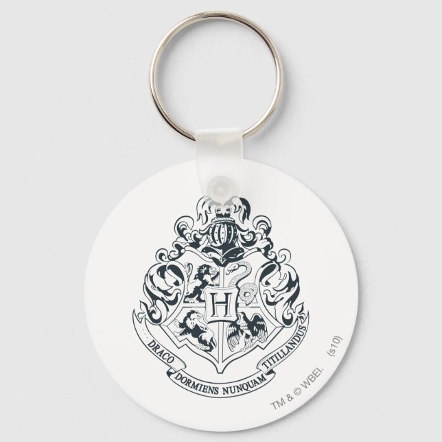 Harry Potter | Hogwarts Crest - Black and White Nyckelring (Framsida)
