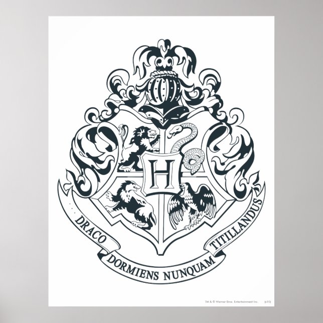 Harry Potter | Hogwarts Crest - Black and White Poster (Framsidan)