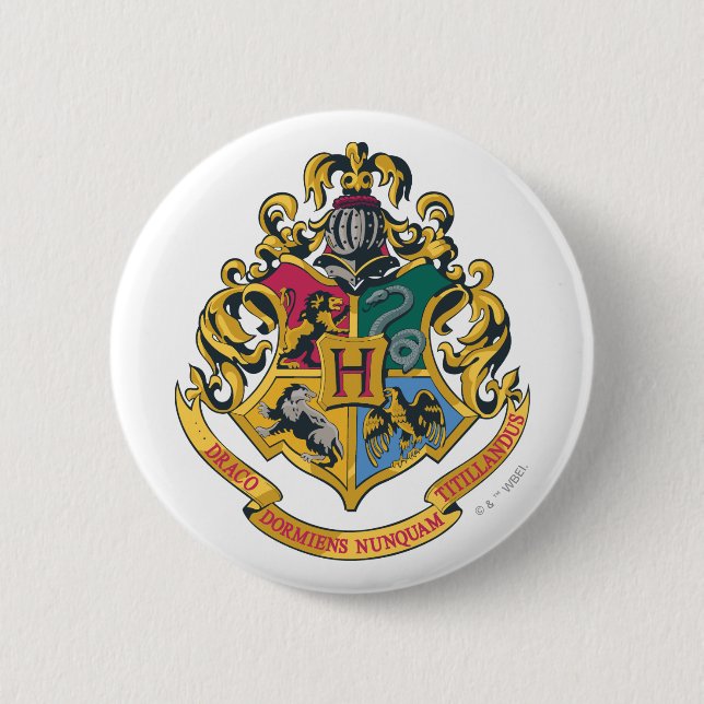 Harry Potter | Hogwarts Crest - Fullt Färg Knapp (Framsida)