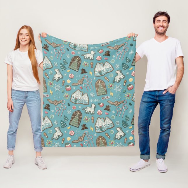 HARRY POTTER™ HOGWARTS™-julcookie Mönster Fleecefilt (På plats)