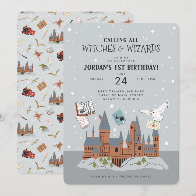 Harry Potter | Hogwarts slott 1:a födelsedag Inbjudningar (Fram/baksida)