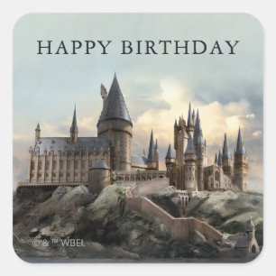 Harry Potter   Hogwarts slott Dagtid Fyrkantigt Klistermärke