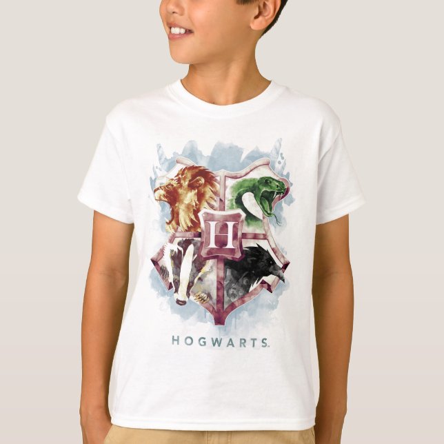 Harry Potter | HOGWARTS™ Vapen Akvarell Tee Shirt (Framsida)