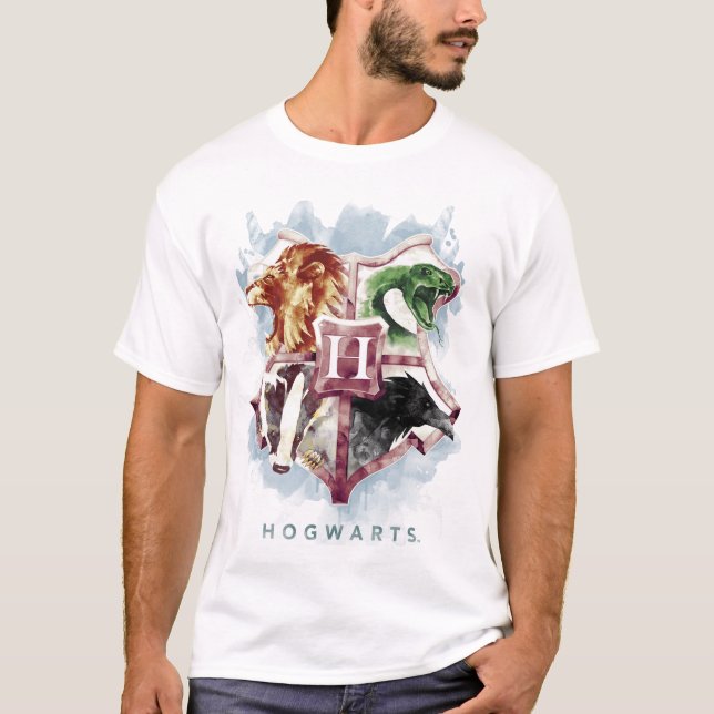 Harry Potter | HOGWARTS™ Vapen i akvarell Tee Shirt (Framsida)