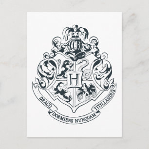 Harry Potter   Hogwarts vapen - Svart och Vitt Vykort