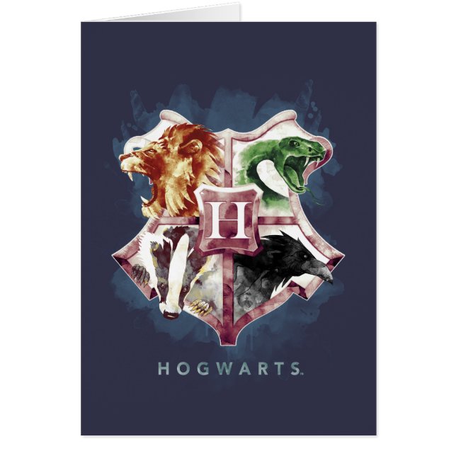 Harry Potter | HOGWARTS™-vapen vattenfärg Hälsningskort (Framsidan)