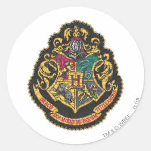 Harry Potter   Hogwarts vapensköld Runt Klistermärke