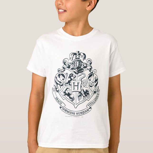 Harry Potter | Hogwarts vapensköld - Svart och Vit Tee Shirt (Framsida)