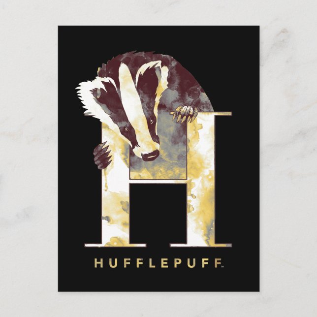 Harry Potter | HUFFLEPUFF™ Grävling Vattenfärg Vykort (Framsida)