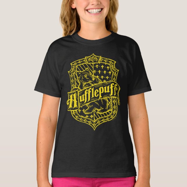 HARRY POTTER™ HUFFLEPUFF™ Line Art Vapensköld T-Sh T Shirt (Framsida)