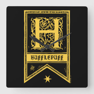 Harry Potter | Hufflepuff Monogram Banner Fyrkantig Klocka
